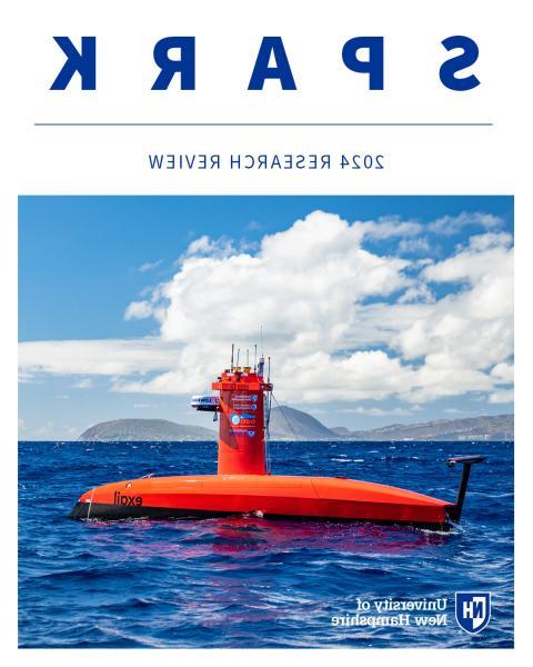 文字上写着Spark 2024研究评论，上面是海洋中红色自主船只的图像