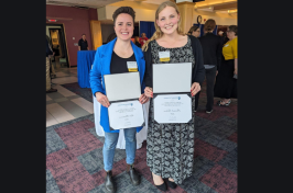 Hannah Falcone and Kate Moscouver earned the UNH Graduate Public Engagement and Outreach Award.